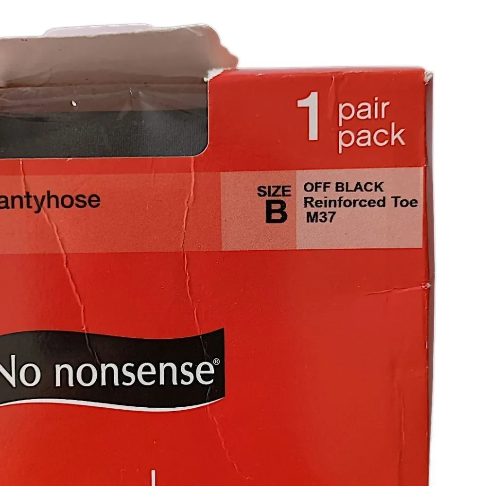 No Nonsense Pantyhose Sz B Off Black Regular Reinforced Toe Panty Made In‎ USA